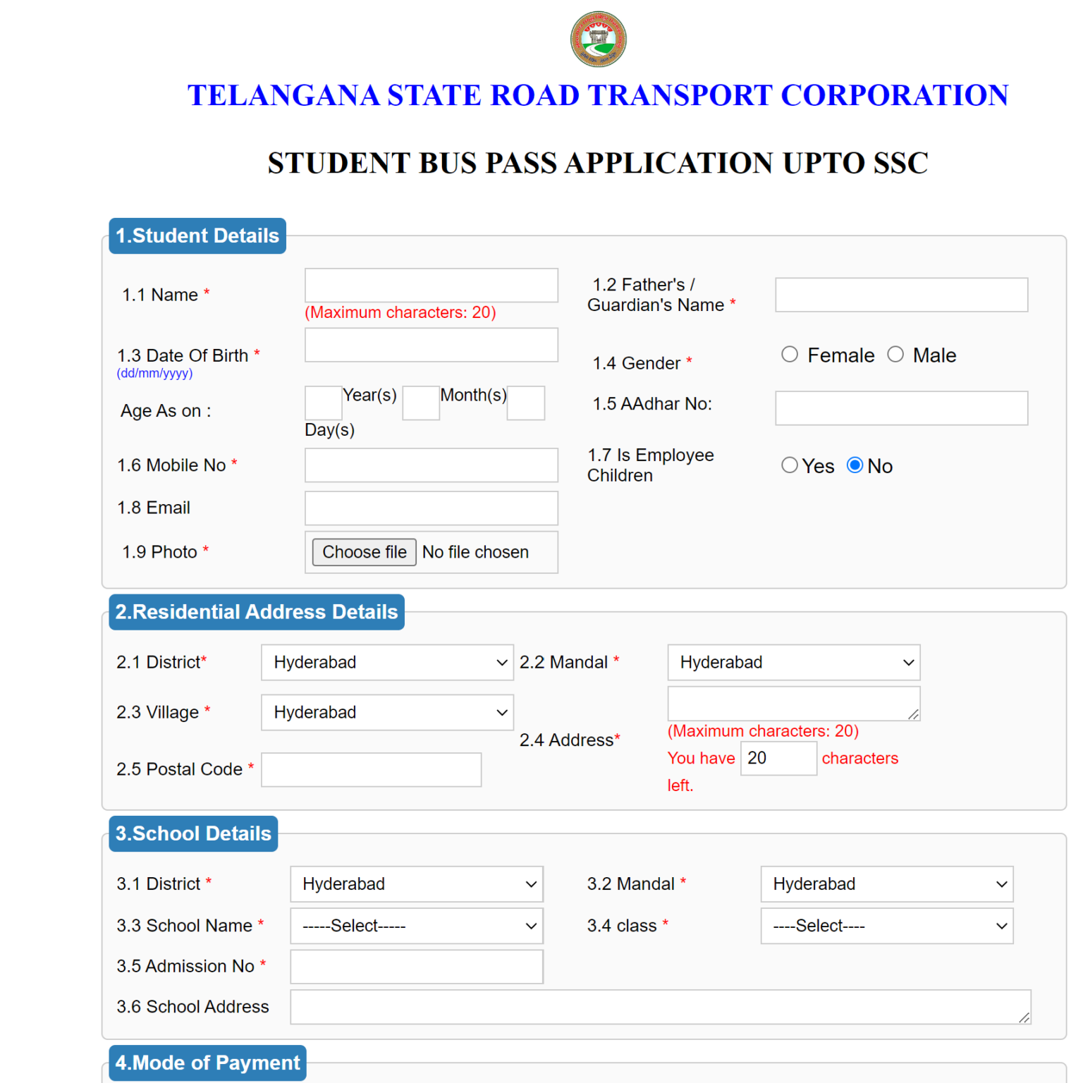 Tsrtc Student Bus Pass Print (Edit, Update) Application Form 2024